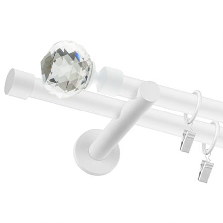 Karnisz Biały Podwójny Fi 25+19mm Crystal