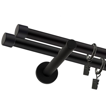 Karnisz Czarny Mat Podwójny Fi 25+19mm Plano