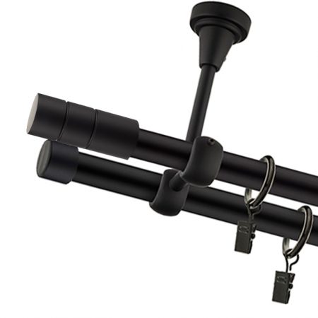 Karnisz Sufitowy Czarny Mat Podwójny Fi 25+19mm Cilindro