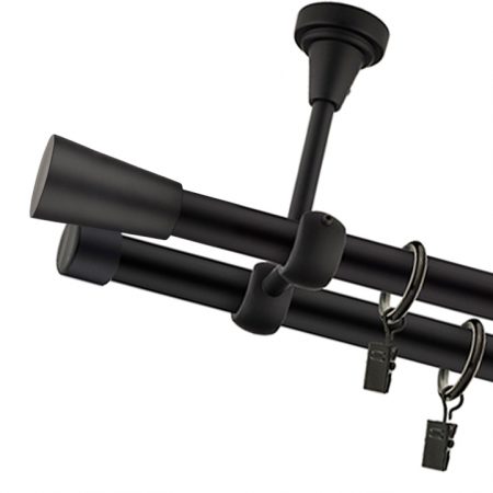 Karnisz Sufitowy Czarny Mat Podwójny Fi 25+19mm Barrel