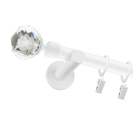 Karnisz Biały Pojedynczy Fi 25mm Crystal